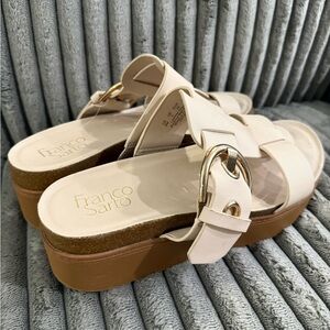 Franco Sarto Women's Tan and Cream Platform Sandals
